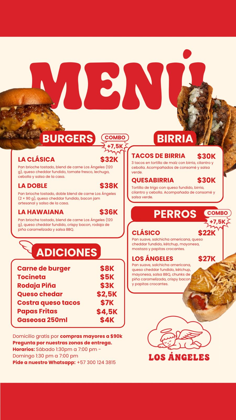 Menú Los Ángeles — precios y productos